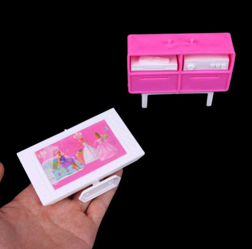 Doll Household Items TV Cabinet TV DVD Player Toys