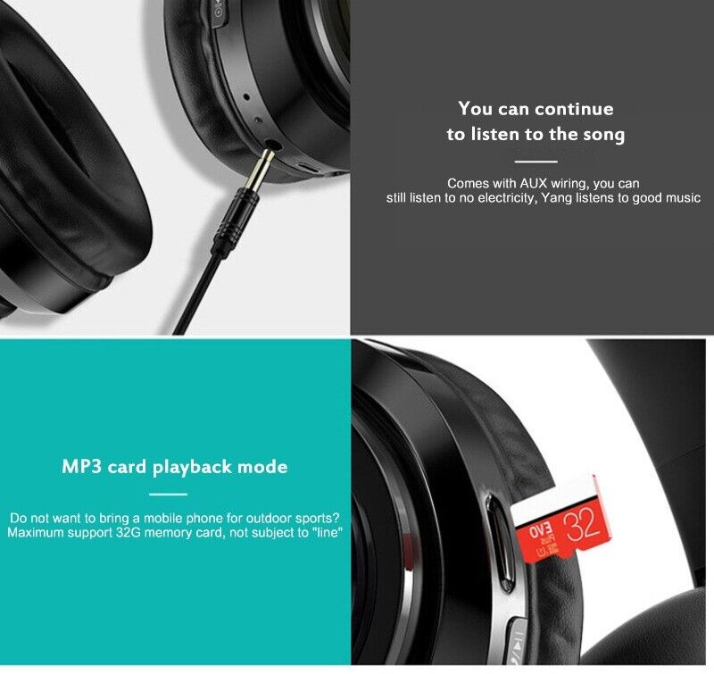 Super Bass Wireless Bluetooth Headphones Foldable Stereo Earphones