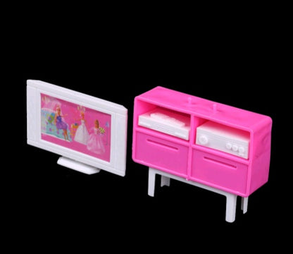 Doll Household Items TV Cabinet TV DVD Player Toys